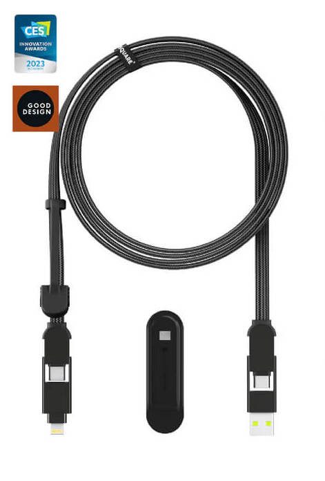 Кабель Rolling Square 6in1, inCharge XL 3 м, черный (XLL01R)