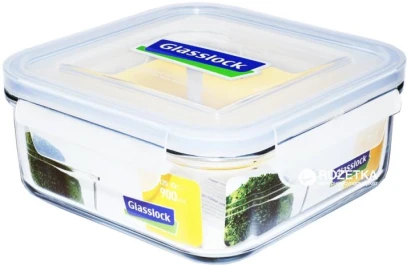 Ємність скляна з пластиковою кришкою, квадратна Glasslock 900 мл (MCSB-090)
